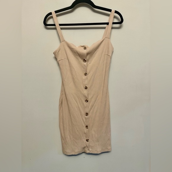 Style Rack Beige Button-Front Mini Dress Medium - Picture 1 of 5